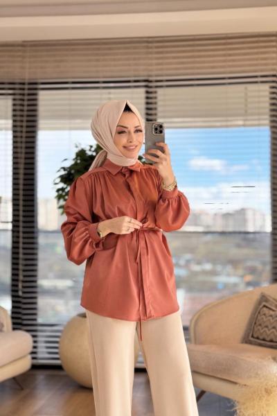 313-2 Zara Saten Gömlek Taba