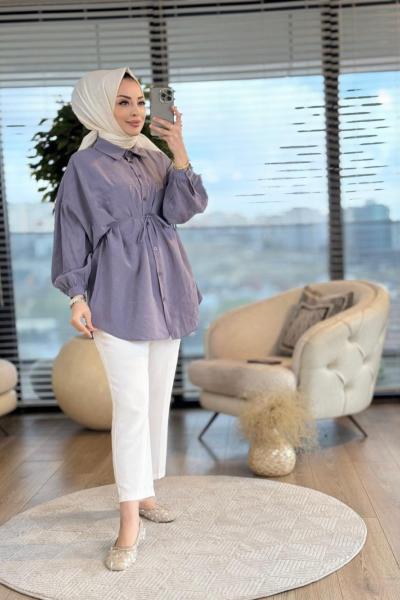 313-3 Tencel Roba Dikişli Gömlek Antrasit