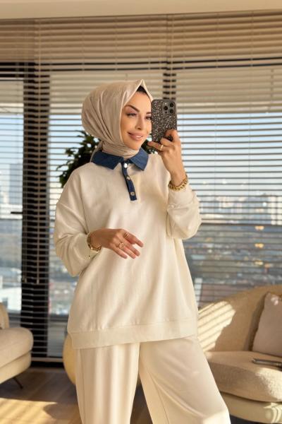 3133 Kot Garnili Sweatshirt Ekru