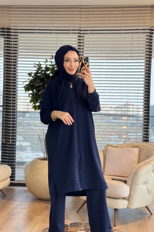 3195 Fermuarlı Midi Boy Takım Lacivert