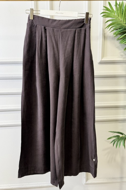3206 Pileli Bol Paça Pantolon Kahve