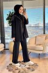 3215 Kontrast Garni Detaylı Takım Siyah