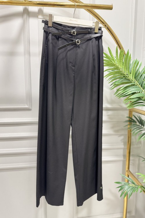 32183 Kemerli Pantolon Siyah