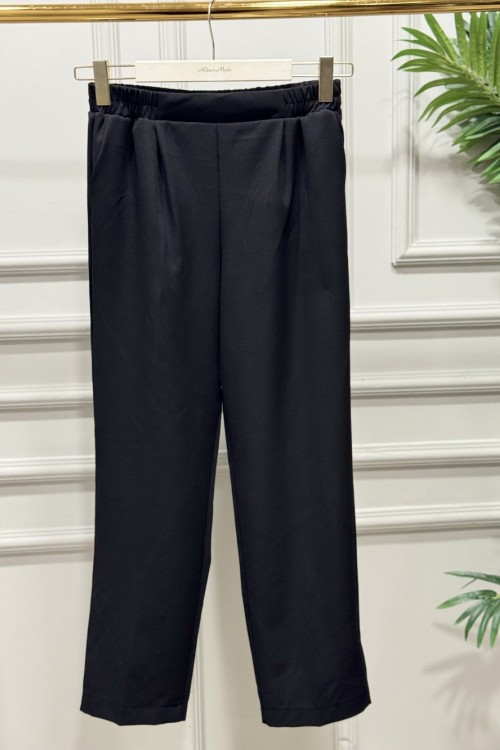 3229 Beli Lastikli Pantolon Siyah