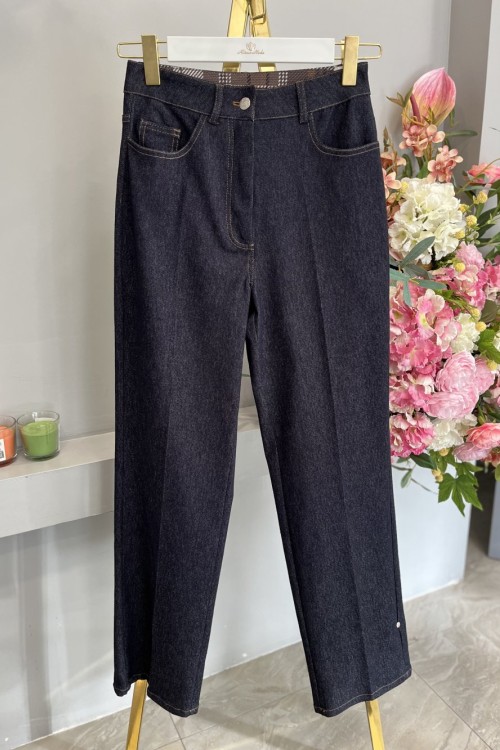 32393 Denim Bol Paça Pantolon Lacivert