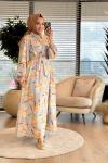 32511 Gofre Desenli Elbise Mavi