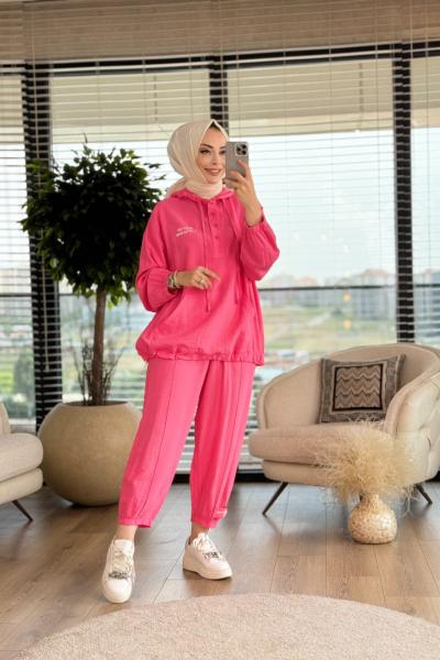 32634 Baskı Detaylı Spor Takım Pembe