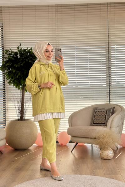 32634 Baskı Detaylı Spor Takım Yağ Yeşili