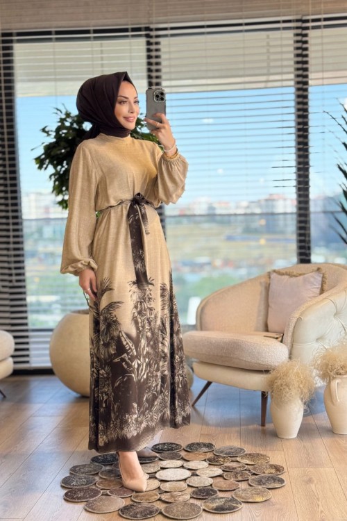 3294Y25 İkra Elbise Kahve