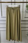 3322 Tencel Beli Lastikli Kloş Etek Yağ Yeşili