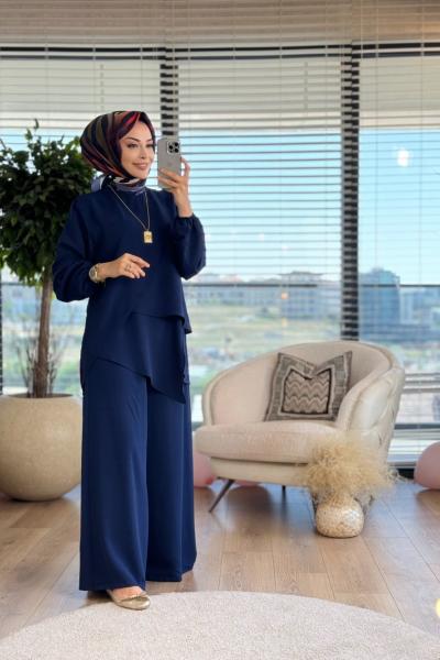 337 Ön Verev Parçalı Takım Lacivert