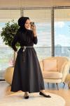 3375 Kemeri  Detaylı Etek Siyah