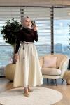 3375 Kemeri  Detaylı Etek Bej