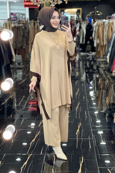 3385 Triko 3 Lü Pantolon Takım Camel