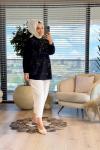 33962 Önü Boncuk Ve Taş İşlemeli Gömlek Siyah