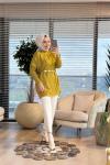 3399 Yarasa Kol Triko Tunik Yağ Yeşili