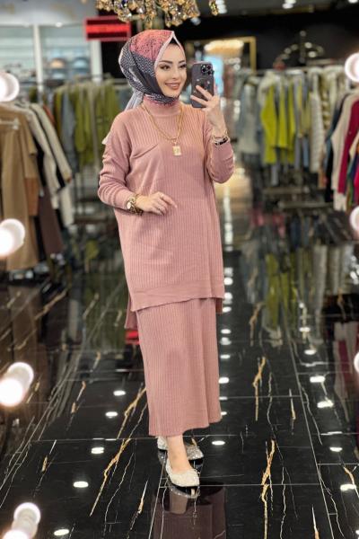 3402 Tek Cepli Triko Etekli Takım Gül