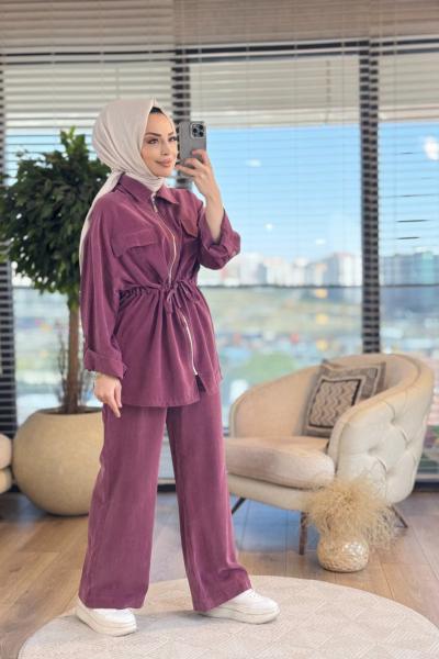 34025 Beli Tünelli Fermuarlı Takım Bordo