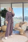 34025 Beli Tünelli Fermuarlı Takım Kahve