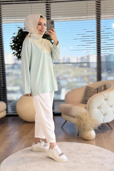 34297 Tonaton Baskılı Basic Sweat Mint