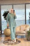 3444 Nopen Fitilli Triko Pantolon Takım Mint
