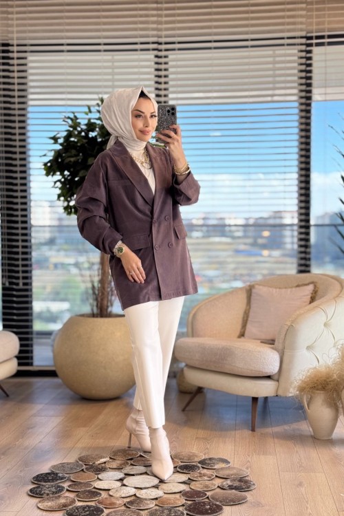 34453 Modal Oversize Ceket Kahve