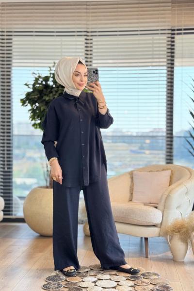 34585 Gömlekli Modal Takım Siyah