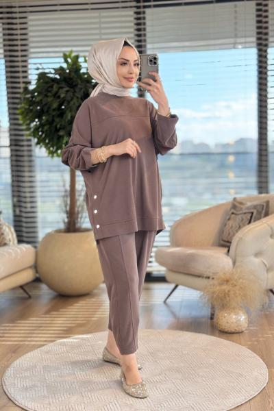 34833 Yanları Çıtçıtlı Takım Kahve