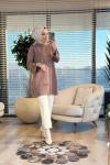 3503 Ön Kabartma Desenli Triko Tunik Vizon