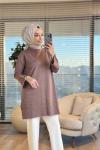 3503 Ön Kabartma Desenli Triko Tunik Vizon