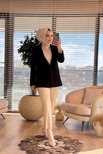 35039 Basic Slim Fit Ceket Siyah