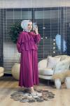 35294 Volan Detaylı Bluz Takım Bordo