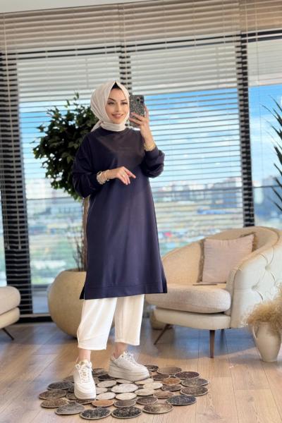 35331 Tonaton Baskılı Uzun Tunik Antrasit