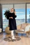 35331 Tonaton Baskılı Uzun Tunik Siyah