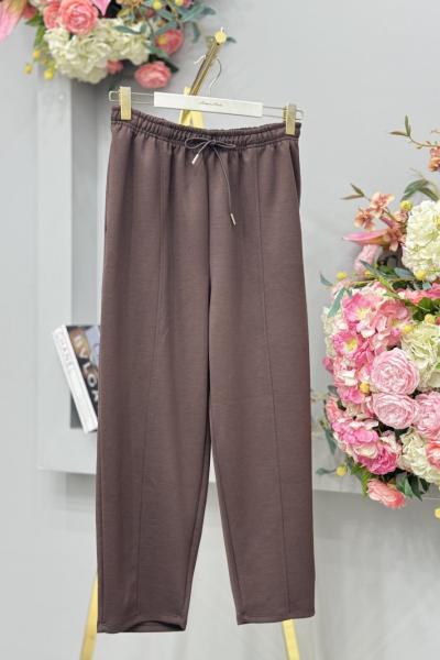 35800 Kesik Detaylı Konik Pantolon Kahve