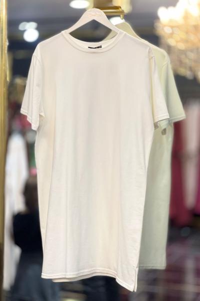 3600 Kısa Kol Penye Bluz Ekru