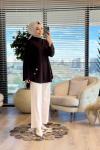 36070 Kesik Detaylı Tunik Kahve