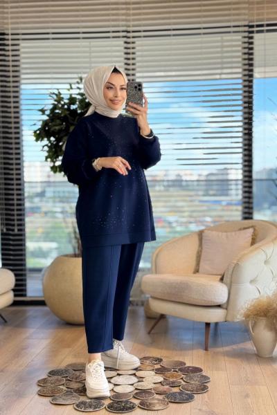 36083 Taş Mixli SweatShirt Lacivert