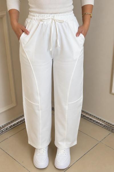 3610 Parça Detaylı Pantolon Ekru
