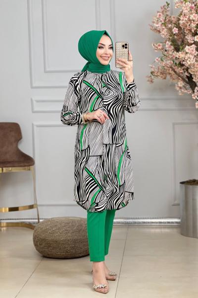 3630 Karışık Desen Tunik Siyah Benetton