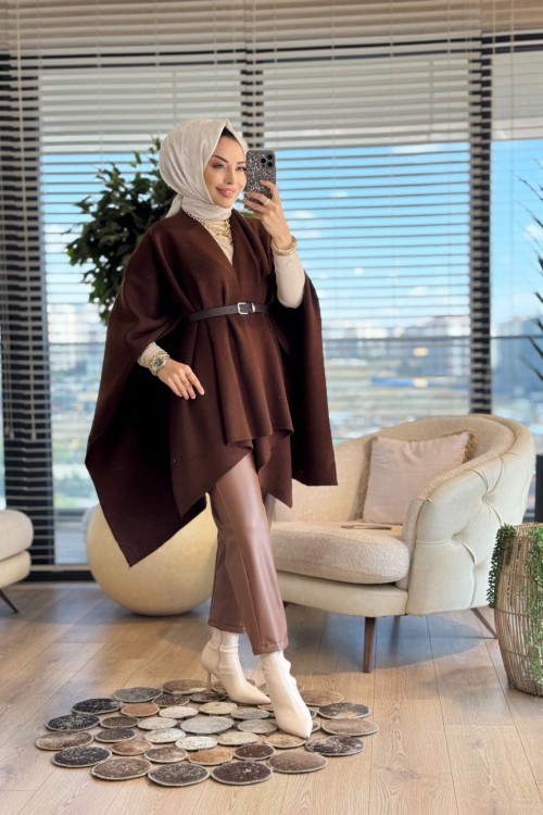 36840 Triko Kemerli Panço Kahve