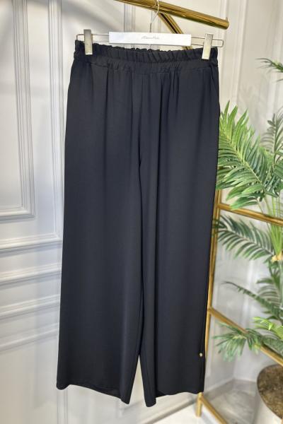 3692 Krep Bol Paça Pantolon Siyah