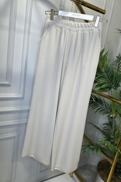 3692 Krep Bol Paça Pantolon Bej