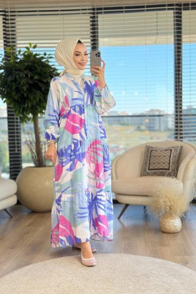 3910 Venüs Elbise Ekru İndigo