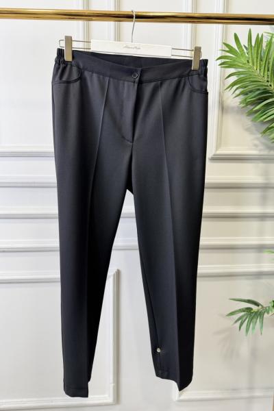 3954 Beli Parça Lastikli Pantolon Siyah