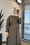 3982 Osyho Etek Bluz Takım Haki