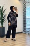 4004 Üst Batik Desenli Bluz Takım Siyah