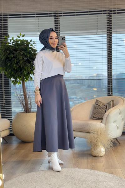 4063 Yaka Ve Kolu İncili Triko Tunik Ekru