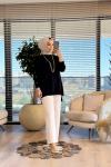 40741 Kolu Gold Düğmeli Triko Tunik Siyah