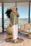 40741 Kolu Gold Düğmeli Triko Tunik Çağla
